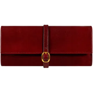 Time Resistance Rot Leder Schmuck Organizer – 100% Leder Schmuckrolle für Reisen Hergestellt in Italien – Reise Schmucketui aus Vollnarbenleder - Travel Jewelry Case – Jewellery Organizer