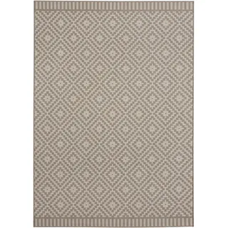 freundin Home Collection Mia In- Outdoor Teppich - Wetterfest Modernes Design für Balkon Terrasse Wintergarten Badteppich Wohnzimmerteppich Wasserfest, Taupe, 120x170cm