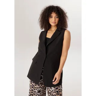 Longweste ANISTON PLUS, Damen, Gr. 50, schwarz, Web, Obermaterial: 95% Polyester, 5% Elasthan. Futter: 100% Polyester, unifarben, figurumspielend Po-bedeckend, Westen Longweste, topmodisch