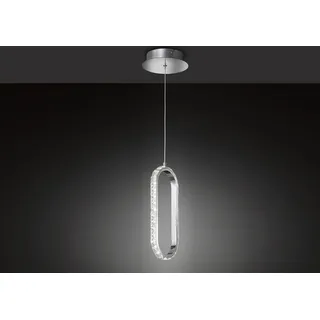 Wofi LED Pendelleuchte Harley Chrom 12W 1100lm warmweiß 3200K Kristalloptik kürzbar 3-Stufen-Dimmbar - Silber