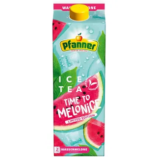 Pfanner Eistee Wassermelone - 1 x 2 l Karton - direkt aufgebrühter Tee mit Wassermelone – Ice Tea
