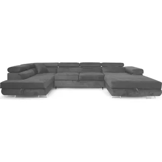 sofiland Ecksofa Aller U XXL-Ecksofa mit Schlaffunktion und zwei Bettkästen in Dunkelgrau, linke Seite