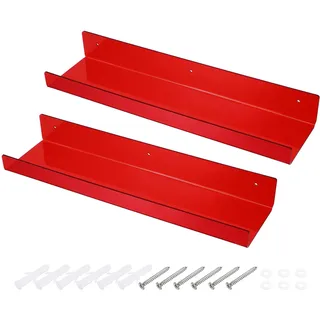 QUARKZMAN 2 Stk Wandregal Rot Schweberegal Acryl 38cm Schwebendes Bücherregal Wandmontage Ausstellungsregal Organizer für Badezimmer Schlafzimmer Wohnzimmer Zimmerdekoration