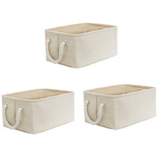 wm Homebase 3er Set Aufbewahrungskörbe Aufbewahrungskorb aus Stoff Stoffkorb in Beige 36x25x16 cm