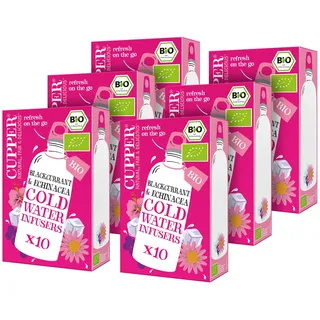 Cupper Bio Cold Water Infusers Blackcurrant & Echinacea, 6er Pack, 60 ungebleichte Teebeutel, umweltfreundlich, fair gehandelt (Cold Brew Tea, Kalter Tee)