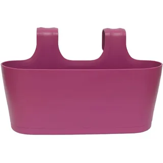 Engelland 1 x Blumenkasten zum Auf-Hängen, Farbe: Lila, Blumentopf, oval, Balkon, Übertopf, Pflanzkasten, mit Wasserspeicher/Wasserauffangschale