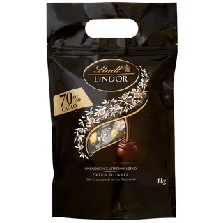 Lindt Schokolade | LINDOR Kugeln 70%, 1kg Beutel, Großpackung | ca. 78 Kugeln, Dunkle Schokolade, zum Teilen & Verschenken, Vorrat, zartschmelzend, Genussmomente, Premiumschokolade
