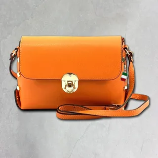 Florence Umhängetasche Damen tasche Schultertasche Echtleder orange OTF808O