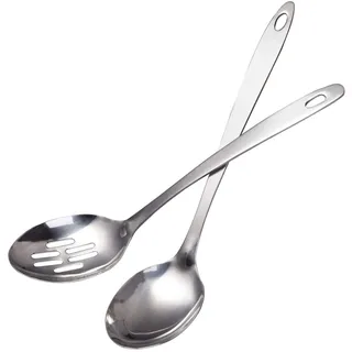 IMEEA Schöpfkelle Edelstahl Set 32,5cm Lange Schöpflöffel & Lochkelle Schaumlöffel Küchenhelfer für Suppe Soße Eintopf Pasta