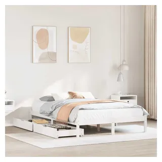 vidaXL Massivholzbett ohne Matratze Weiß 120x200 cm Kiefernholz - Weiß
