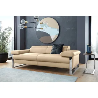 W.Schillig Couch Leder 2-Sitzer Beige