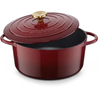 Küchenprofi Gusseisen Bräter mit Deckel rund, médoc, 26 cm, Schmortopf, Auflaufform, Dutch Oven, Brotbacktopf, emailliert, für alle Herdarten (inkl. Induktion), zum Schmoren, Backen, Braten