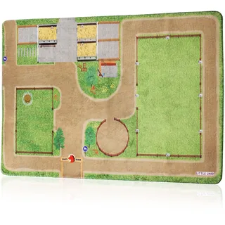 Little Lino Pferde Spielteppich Extra Weich - Reiterhof & Pferdestall Spielwelt - rutschfeste Spielmatte fürs Kinderzimmer 105 x 168 cm