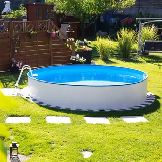 Steinbach Nuovo Rundpool Set 350 x 120 cm inkl. Skimmer und Poolleiter