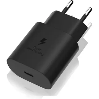 Adapter 25 Watt USB-C passt für Samsung Galaxy S25, S25+, S25 Ultra, S25 Edge [schwarz] - Schwarz