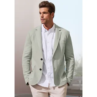 Sakko JOHN DEVIN "aus elastischer Jersey Pikee-Qualität", Herren, Gr. S (44/46), hellgrün, Piqué, Obermaterial: 65% Baumwolle, 35% Polyester. Futter: 100% Polyester, unifarben, regular fit normal, Ärmel mit Ärmelschlitz mit Knöpfen, Sakkos Sakko, lässiges Stretchsakko mit dezentem Muster, Topseller