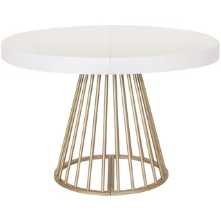 Menzzo Soare Runder Ausziehtisch mit goldenen Beinen, Weiß