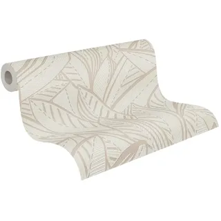 A.S. Création Vliestapete mit Blättern - hochwertige Tapete Floral 399333 in Weiß, Grau - Tapete Vlies Blätter Muster - Made in Germany