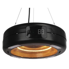 Home It® Hängender Terrassenheizer mit Carbonröhre und LED-Beleuchtung – 1500W, 3 Heizstufen, Fernbedienung, 24h Timer, IP34 Spritzwassergeschützt, Aluminium, 450mm Durchmesser