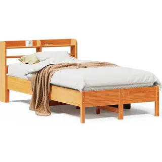 vidaXL Massivholzbett ohne Matratze Wachsbraun 120x200 cm Kiefernholz - Braun
