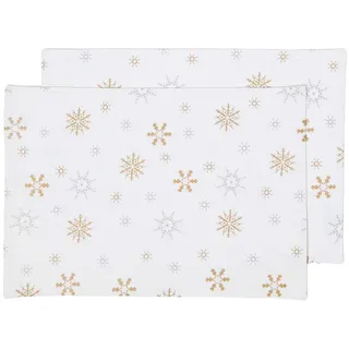 Homescapes TISCHSET Weihnachten, 2er-Set 30/45 cm, weiß mit Schneeflocken