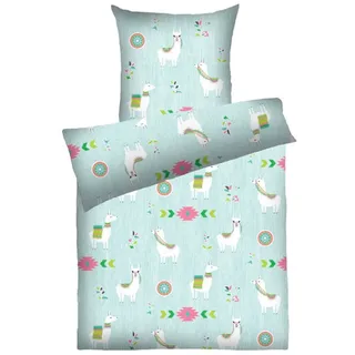 Dyckhoff Lama Motiv Blau 135 x 200 cm + 2 x 80 x 80 cm