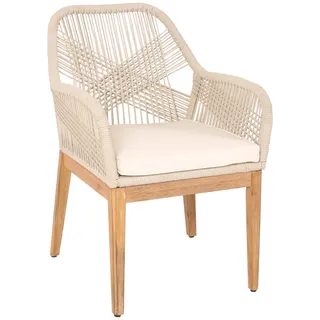 Mendler Gartenstuhl HWC-H56b 58 x 58 x 85 cm beige/creme-weiß