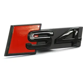 Audi 8W0071805 Schriftzug S4 Clip Tuning Plakette Kühlergrill Black Edition Emblem, schwarz/rot