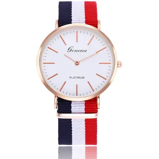 ELLENNE Damenuhr aus Stahl, automatisch, Vintage, Quarz, modisch, A04, Rot, Blau, Weiß A04-1, Vintage, Fashion
