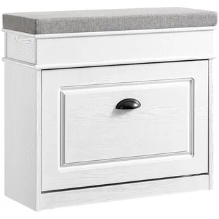 SoBuy Schuhbank Weiß , Holzwerkstoff , 61x51x24 cm , Garderobe, Garderobenbänke, Schuhbänke