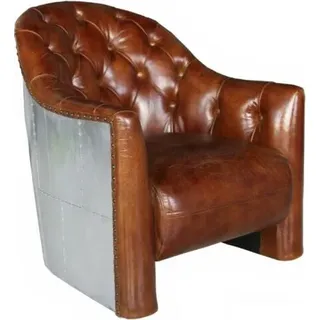 Aviator Chesterfield Vintage Lederstuhl Loungesessel Cocktailsessel vintage Neu - Braun
