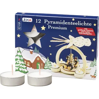 Ebersbacher Kerzenfabrik JEKA 12 Premium Pyramiden Teelichter in weiß