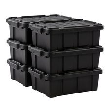 Iris Ohyama Heavy Duty Organisation Boxes, 12.5L, 6er-Set, Rot, Kompakt, Robust, Stapelbar, Aufbewahrungsbox, Für Garage, Regale, Umzug, Plastik, Utility, Werkzeugkiste, DDSKT-130