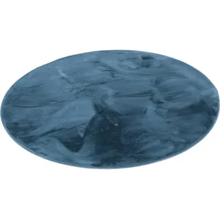 Pergamon Luxus Super Soft Fellteppich Plush Rund Blau 120x120cm