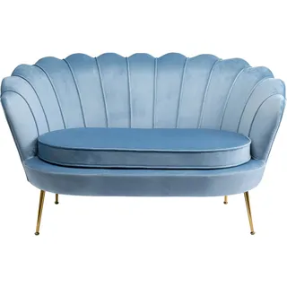 Kare Design Water Lily Sofa, Aqua, 2-Sitzer, Couch, Blütenform, Samtoptik, Abnehmbarer Bezug, lockeres Sitzkissen, 76x132x75 cm (H/B/T)