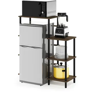 Furinno Turn-N-Tube Werkzeugloses Küchenregal hoch, Columbia Walnuss/Schwarz