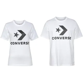 T-Shirt CONVERSE "Unisex GO-TO STAR CHEVRON LOGO STANDARD-FIT", Damen, Gr. XL, weiß, Single Jersey, Obermaterial: 100% Baumwolle, unifarben, Rundhals, normaler Saum, Shirts T-Shirt, Unisex