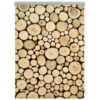 Lichtblick Seitenzugrollo Klemmfix Motiv Holzstapel 45 x 150 cm braun