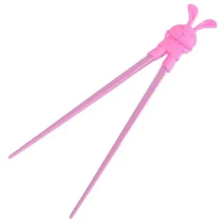 Lachineuse - Chinesische Essstäbchen mit Kaninchenmotiv für Kinder - Paar Lernstäbchen - Essstäbchen aus Holz - Sushi, Nudeln und Reis - Asiatisch-Japanisches Tierküche-Geschenk - Rosa