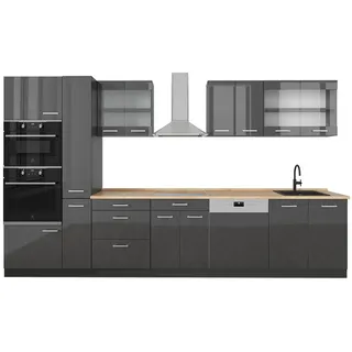 Vicco Küchenzeile R-Line 350 cm Anthrazit Hochglanz/Grau