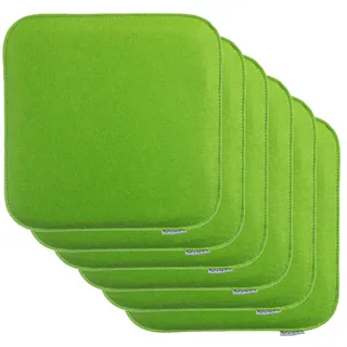 Brandsseller 6er Set Sitzkissen aus Filz 35x35x2 cm – Robuste Stuhlauflagen für innen und außen, eckiges Sitzpolster, strapazierfähiges Kissen für Stühle - Grün