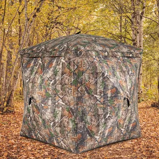 Fantask Multifunktions-Jagdzelt, tragbar Pop-Up Jagdzelt mit geräuschloser Magnettür, Jägerzelt 270 Grad durchsichtig mit 4 Fenstern & Tragetasche, Tarnzelt aus robust Oxford für Hirsch-& Truthahnjagd