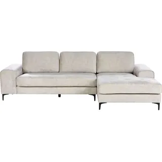 BELIANI 4-Sitzer Ecksofa Hellbeige Samt Gesteppt L-Förmig mit Chaiselongue Linksseitig Schwarze Hohe Metallbeine Freistehend Modern Wohnzimmer - Beige, Schwarz