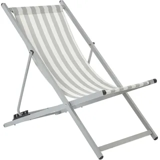 Beliani Locri II Liegestuhl 60 x 79 x 95 cm Grau/Weiß klappbar