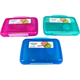 Sistema Vorratsbehälter, 350 ml, 3er-Pack, bunt - Lunchbox Split 2fach unterteilt 1735 - pink, blau, türkis