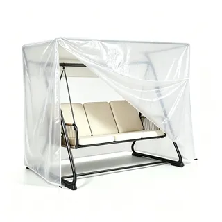 PATIO PLUS 3 Sitzer Abdeckhauben für Hollywoodschaukeln, 215x150x150cm | große Garten Hängematte Abdeckung mit Reißverschluss, wasserdicht, staubdicht Transparent