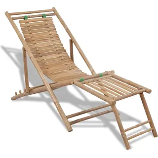 Liegestuhl mit Fußteil Bambus - Braun, Bunt