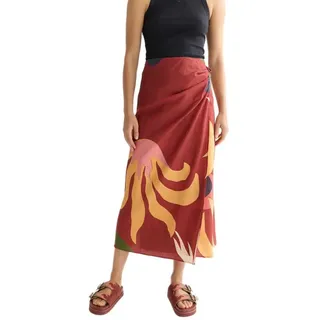 Scotch & Soda Ufs01384f Linen Midirock - Desert Hawaiian Burnt Henna - S
