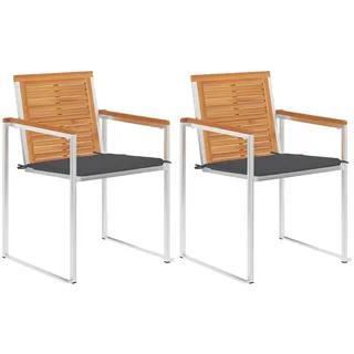 vidaXL Gartenstühle mit Kissen 56 x 56 x 85 cm grau/silber 2 St.