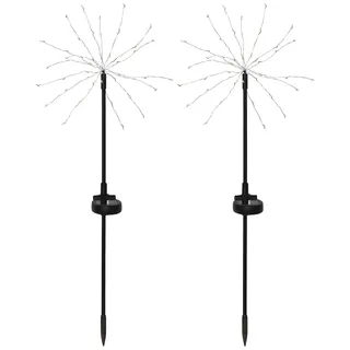 LED Solar-Leuchtstäbe ,Firework', 2er Set, LED Feuerwerk, warmweiß, 60cm, Ø25cm - Schwarz